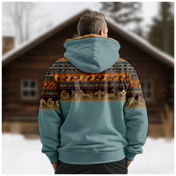 Men's Winter Print Jacket Men's Casual Trend Zipper Hooded Jacket - Image 10
