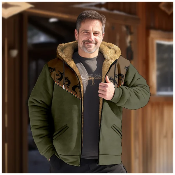 Men's Winter Print Jacket Men's Casual Trend Zipper Hooded Jacket - Image 22