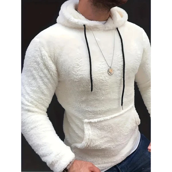 Men's Side Seam Pocket Hooded Lapel Solid Color Double-sided Velvet Hooded Long - Image 25