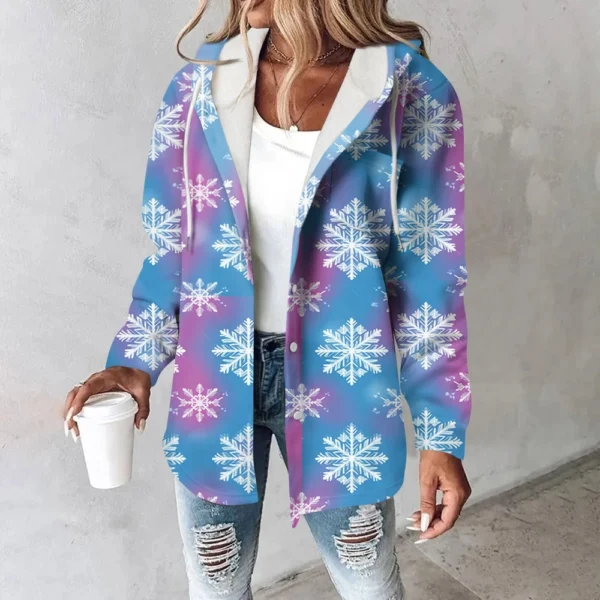 Women's Coat Casual And Fashionable Composite Thick And Warm Printed Hooded - Image 25
