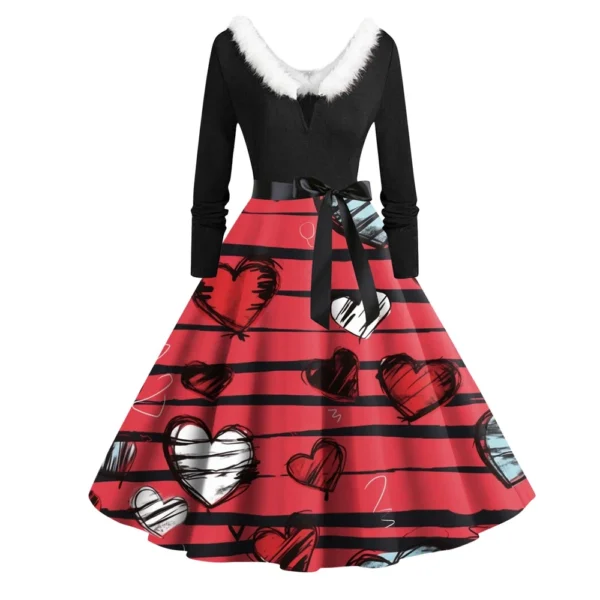Women's Fashion Round Neck Casual Slim  Printed Long Sleeve Dresses - Image 26