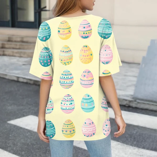 Women's T Shirt Print Button Short Sleeve Daily Weekend Fashion Basic V- Neck - Image 9