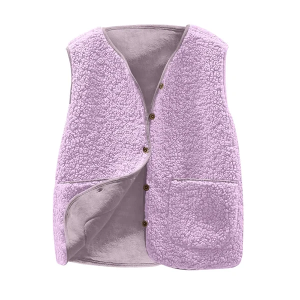 Women's Fashion Casual Loose Lamb Wool Female Short   Winter  Vest - Image 3