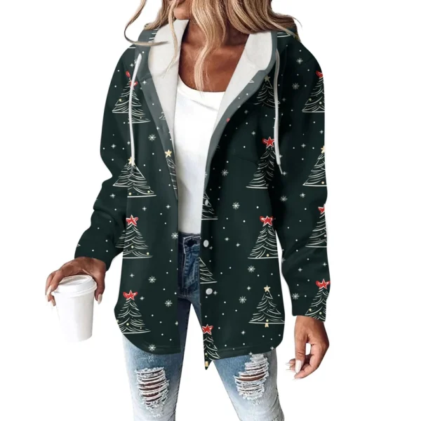 Women's Coat Casual And Fashionable Composite Thick And Warm Printed Hooded - Image 5