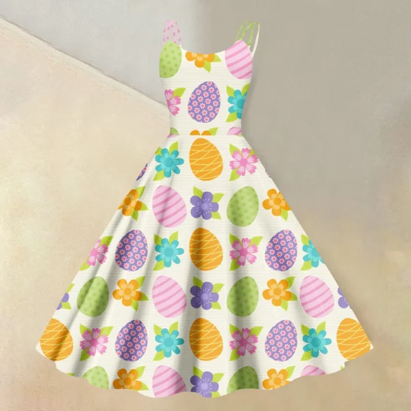 Women's  Casual Fashion Flower Print Sexy Off Shoulder Punk Retro Skirt - Image 27