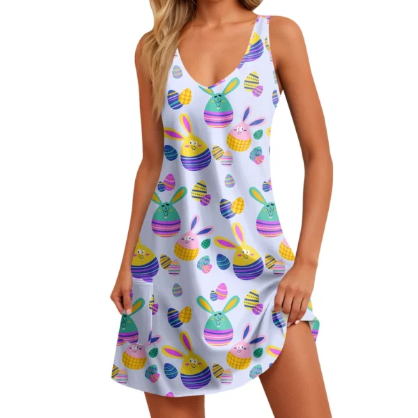 Women's Fashion Summer Loose Dresses Sundresses Easter Casual Printed Dress - Image 9