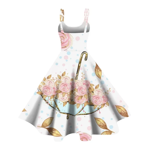 Christmas Ladies Casual Fashion Flower Print Sexy Off Shoulder Punk Retro Skirt - Image 11