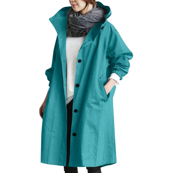 Jacket For Women Casual Plus Size Coat Solid Color Mid Length Windbreaker - Image 6