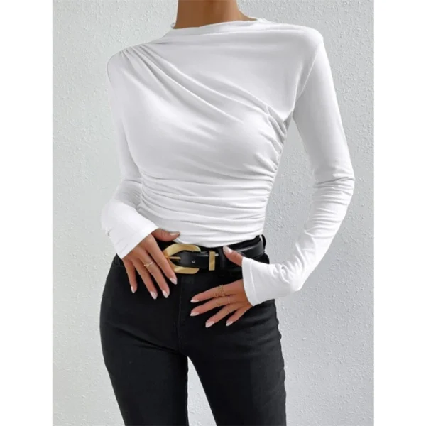 Women's Solid Color Slim Long Sleeve T-Shirt Women - Image 8