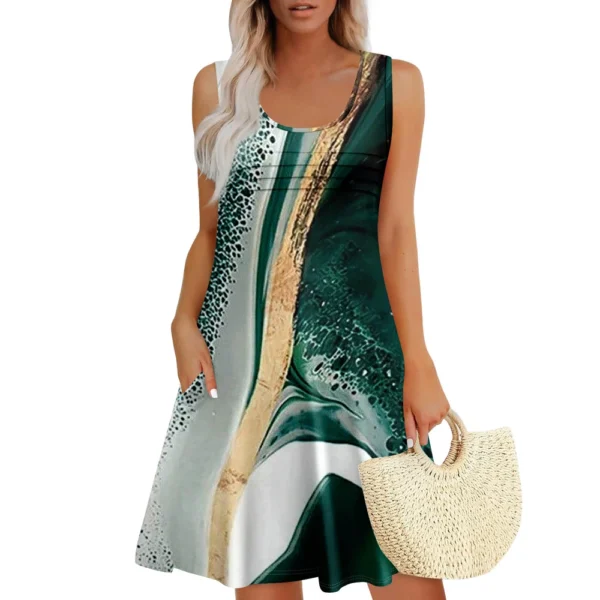 Womens Summer Dresses Loose  Sleeveless Sundresses Dress With Pockets - Image 16