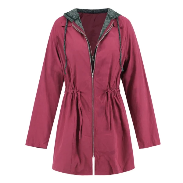 Coat long long sleeve windbreaker with hat - Image 5