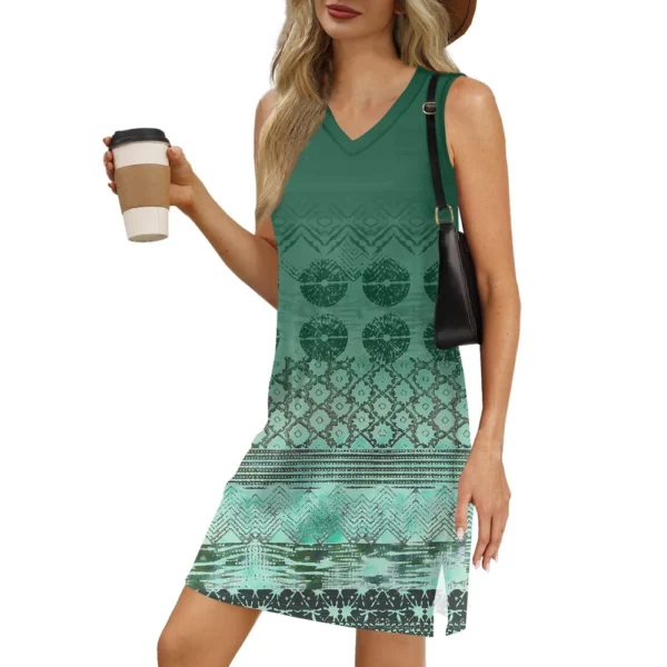 Women's V-neck Summer Casual Beach Vacation Women's Sleeveless Vintage Print - Image 23