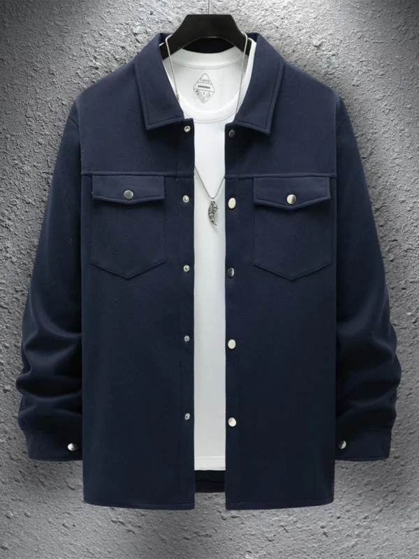 Casual men's slim jacket with lapel single breasted solid color - Image 12