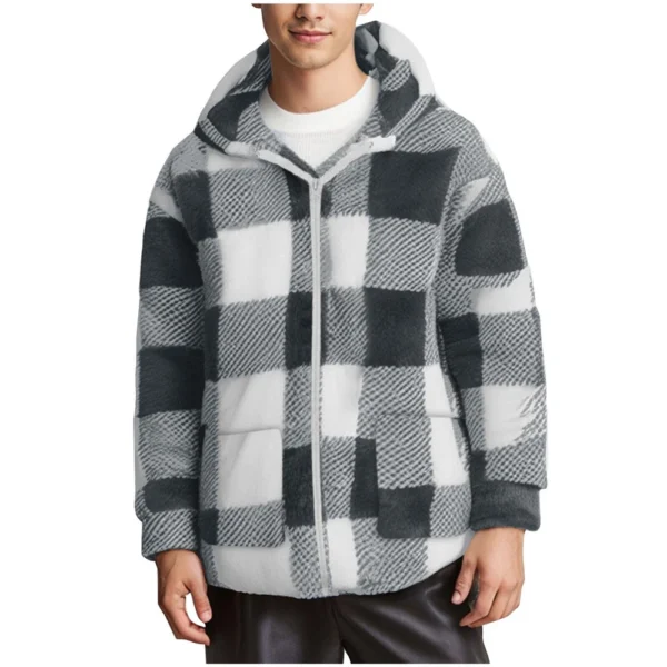 Fall Winter Ethos Plaid Casual Long-sleeved Hooded Cardigan Zipper Coat - Image 22