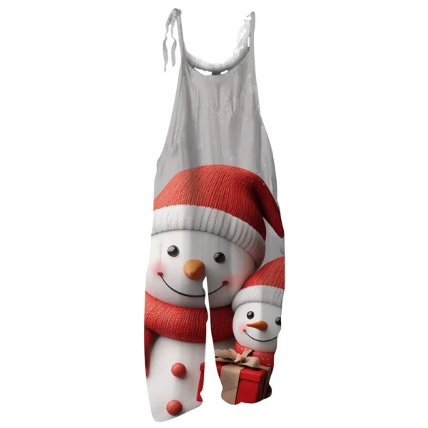 Women's Casual Christmas Shoulder Strap Print Loose Jumpsuit Vintage - Image 8