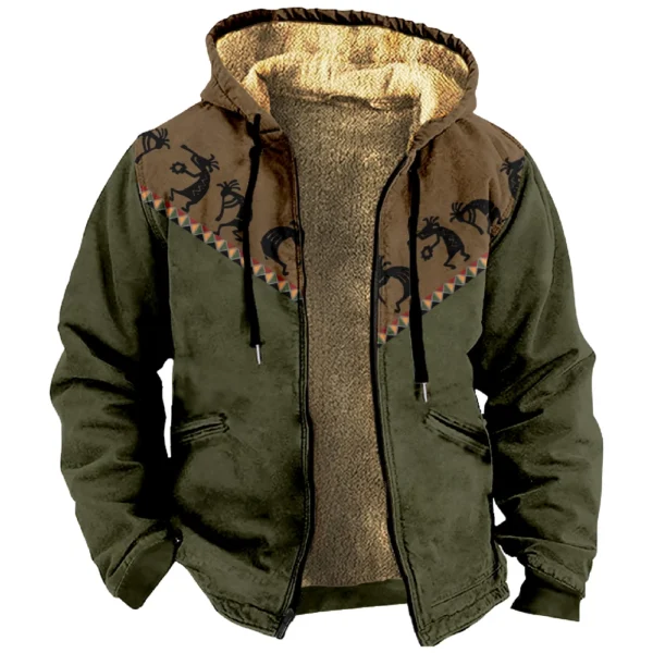 Men's Winter Print Jacket Men's Casual Trend Zipper Hooded Jacket - Image 23
