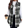 Women's Plaid Sleeveless Waistcoat Fashion Loose Women's Woolen Coat - Image 14