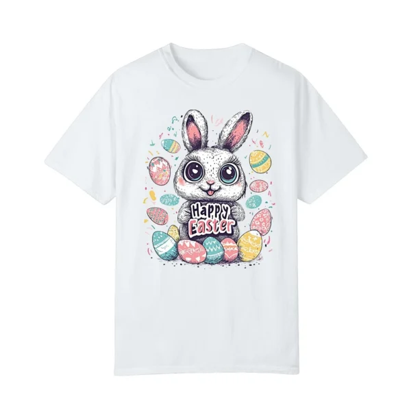 Happy Easter Women's Fashion Printed Round Neck Short Sleeve T-Shirt Pullover - Image 32