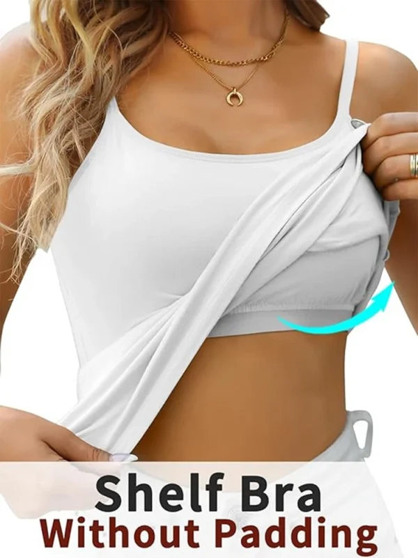 Womens Cami Adjustable Strap Camisole With Built in Padded Bra Vest Tank Tops - Image 4