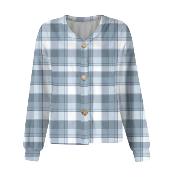 Women's Fashion Short Jacket Casual  Plaid Print Single Breasted Plush Top ﻿ - Image 11