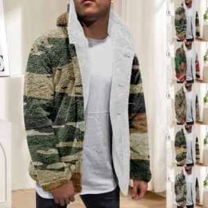 Men'S Winter Zipper Hooded Fleece Sweatshirt With Patch Pocket Casual Jacket