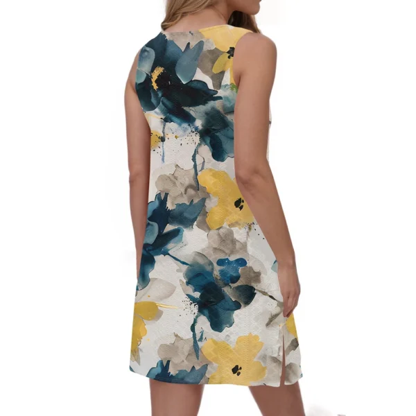 Women's Casual Sundress With Pockets Summer Boho Beach Dress T-Shirts Dress V - Image 12