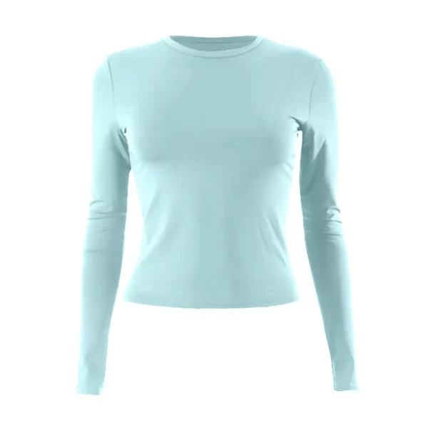 Women's Basic Long Sleeve Tops Slim Fit Stretchy Crew Neck T-Shirt Plain US - Image 7