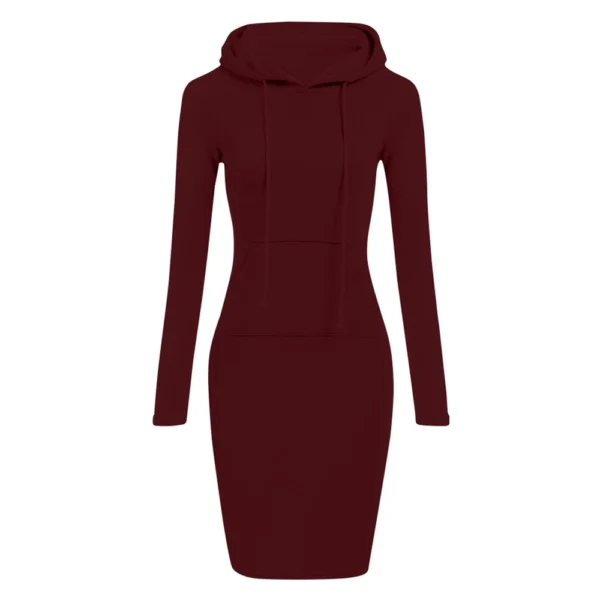 Women's Fashion Casual Solid Color Long Sleeve Dress - Image 4