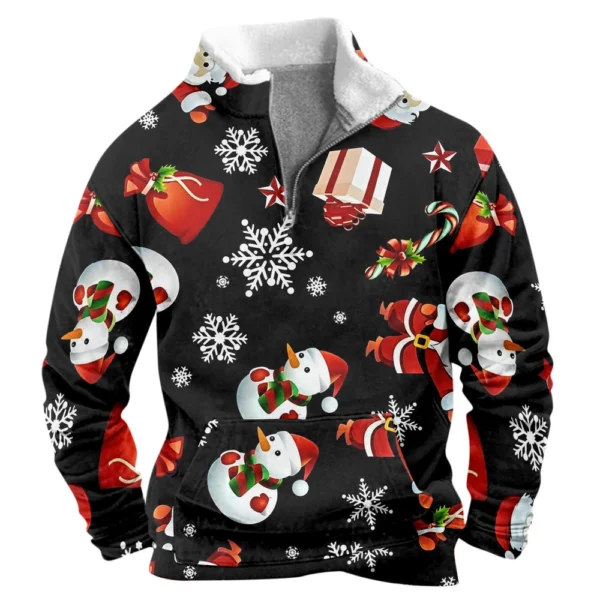 Men's  Loose Casual Fashion Stand Collar Half-Zip Hoodless Sweatshirt - Image 17