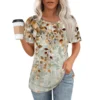 Women's Casual Fashion Printed Loose Daily Round Neck Short Sleeved T-Shirt - Image 22