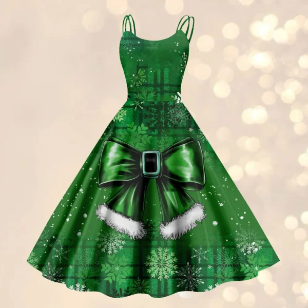 Christmas ladies casual fashion flower print sexy off shoulder punk retro skirt - Image 13
