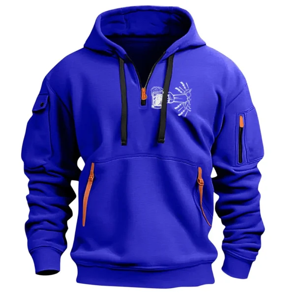 Men's Printed Sweatshirt Hoodie Zipper Arm Pocket Cardigan Men's Sports Large - Image 3