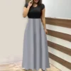 Women's Fashion Casual Loose Printed Round Neck Short Sleeve Long Dresses - Image 31