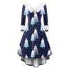 Women's Fashion V-neck Casual Fit Christmas Print Party Long Sleeve Dress - Image 22