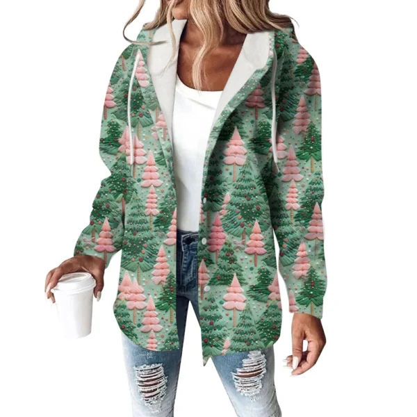 Women's Coat Casual And Fashionable Composite Thick And Warm Printed Hooded - Image 10