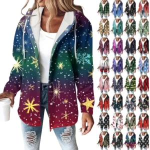 Women's Coat Casual And Fashionable Composite Thick And Warm Printed Hooded