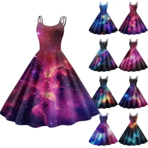 Women's Fashion  Printed Sexy Strapless Gothic Cocktail Dress Punk, Vintage