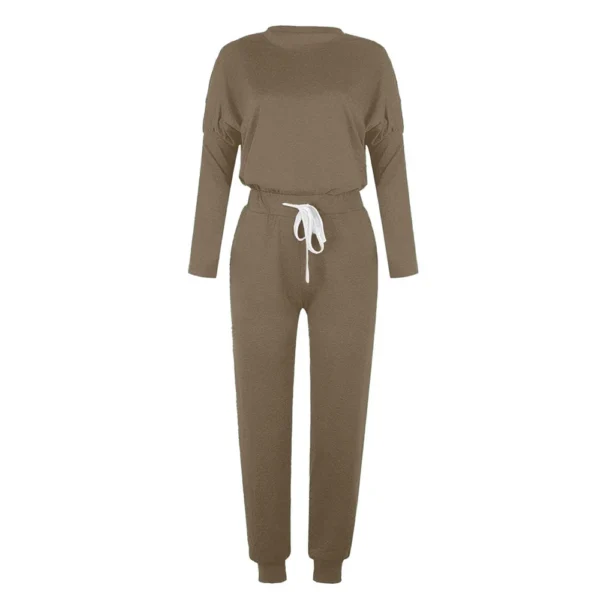Women's Sportswear 2-piece Crewneck Jogger Sweatpants Yoga Workout Tracksuit Set - Image 11