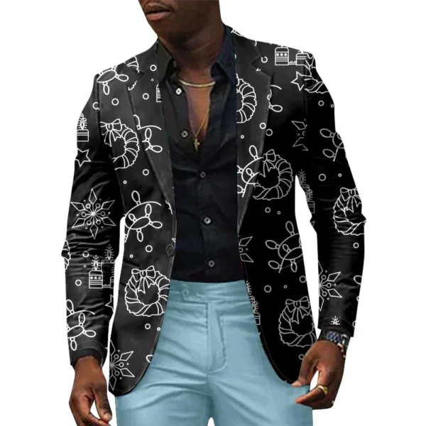 Unisex Winter Christmas Prints Suit Jackets Unisex Casual Fashion Button Jackets - Image 13