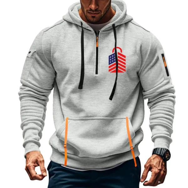 Men's Printed Sweatshirt Hoodie Zipper Arm Pocket Cardigan Men's Sports Large - Image 25