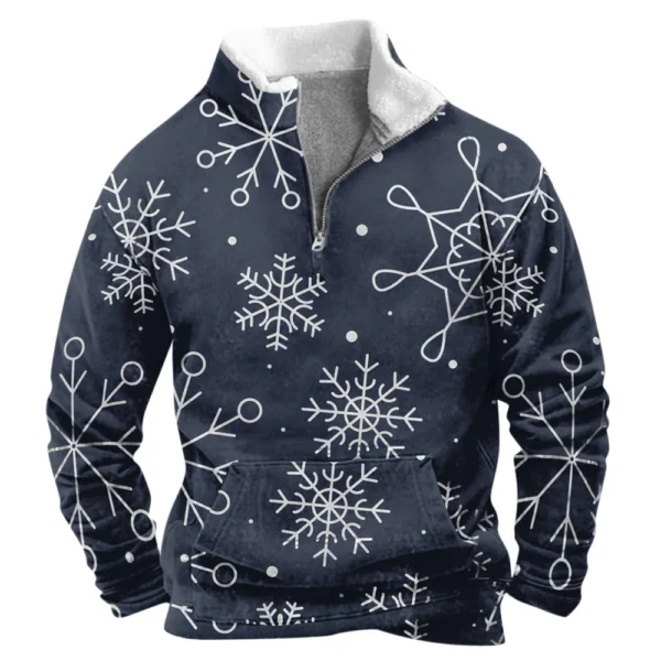 Men's  Loose Casual Fashion Stand Collar Half-Zip Hoodless Sweatshirt - Image 5