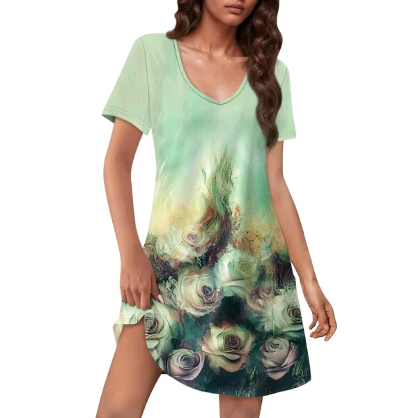 Women's Casual Sundress With Pockets Summer Boho Beach Dress Floral Blouses For - Image 9