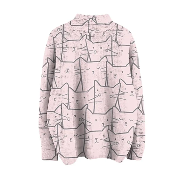 Women's Crew-neck Casual Long-sleeved Striped Printed Turtleneck Knitted Top - Image 5