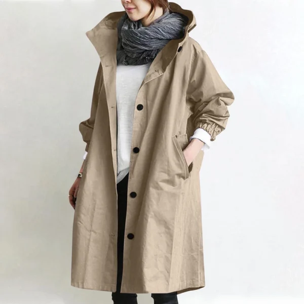 Jacket For Women Casual Plus Size Coat Solid Color Mid Length Windbreaker - Image 31