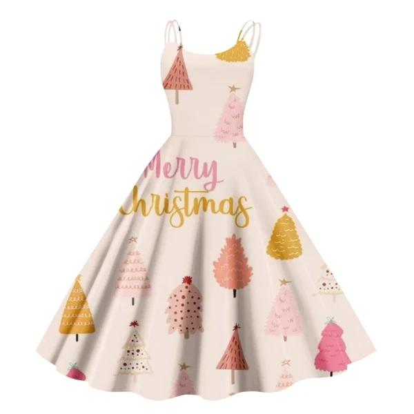 Women's Fashion Punk Strapless Gothic Cocktail Christmas Sexy Dress Printed - Image 8