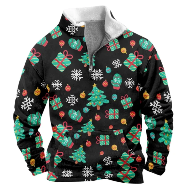 Men's  Loose Casual Fashion Stand Collar Half-Zip Hoodless Sweatshirt - Image 22