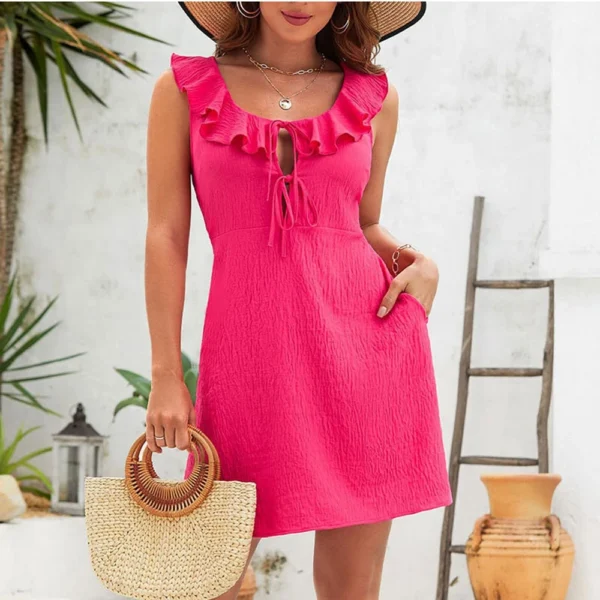 Women's Fashion Casual Square Neck Ruffle Casual Straight Dresses - Image 16