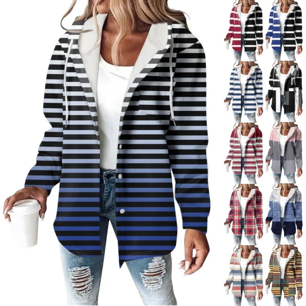 Women's Coat Casual And Fashionable Composite Thick And Warm Printed Hooded