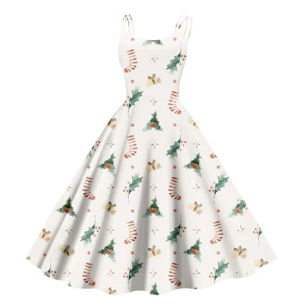 Women's Fashion Punk Strapless Gothic Cocktail Christmas Sexy Dress Printed - Image 6