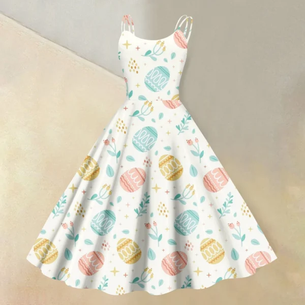 Women's  Casual Fashion Flower Print Sexy Off Shoulder Punk Retro Skirt - Image 31
